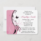 Vrijgezellenfeest van roze vlinder kaart (Voorkant)