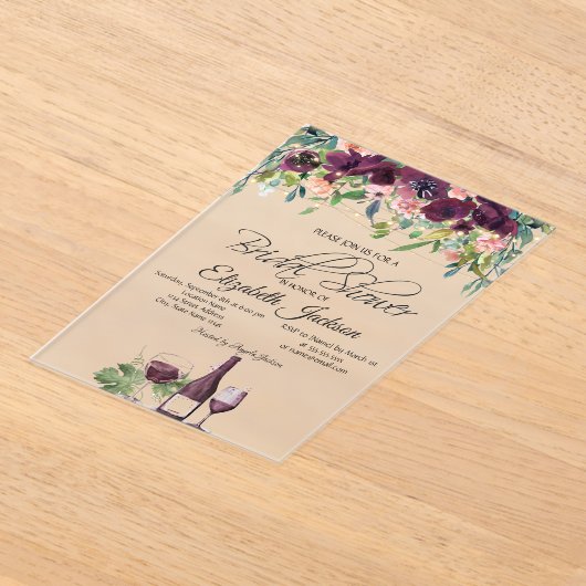 Vrijgezellenfeest van Rozen van glansglas, Bourgog Acryl Uitnodigingen (Laagn)