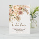 Vrijgezellenfeest van rozen van pampas en boho kaart (Staand voorkant)