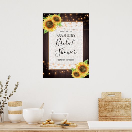 Vrijgezellenfeest van Rustige Sunflower String Lig Poster (Keuken)