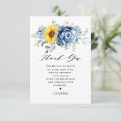 Vrijgezellenfeest van Sunflower Dusty Blue Slate P Bedankkaart (Staand voorkant)