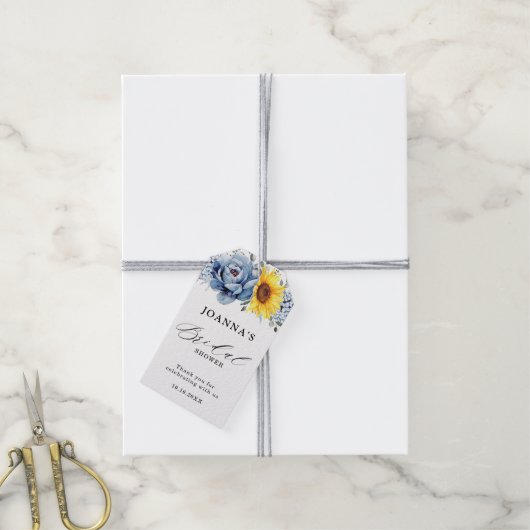 Vrijgezellenfeest van Sunflower Dusty Blue Slate P Cadeaulabel (Met Touw)