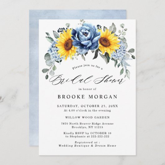 Vrijgezellenfeest van Sunflower Dusty Blue Slate P Kaart (Voorkant / Achterkant)