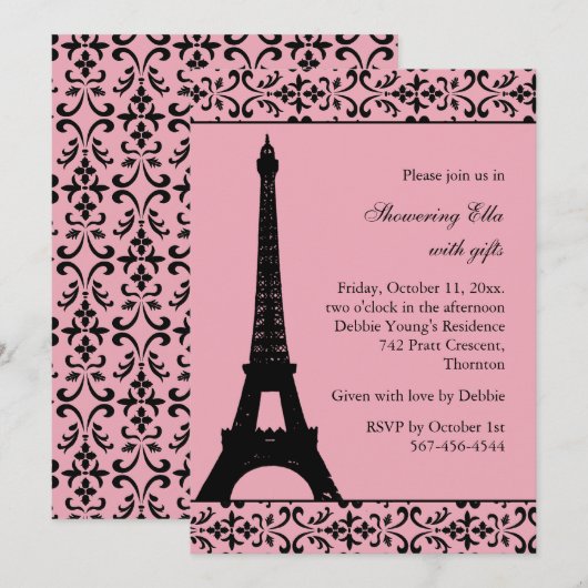 Vrijgezellenfeest van Tres Paris (roze) Kaart (Voorkant / Achterkant)