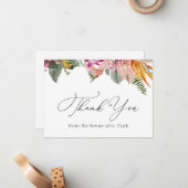 Vrijgezellenfeest van tropische flora Dank u Notitiekaartje (Voorkant / Achterkant in situ)