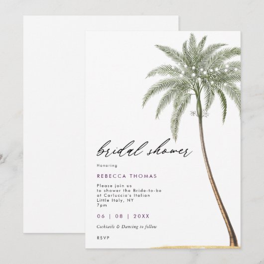 vrijgezellenfeest van tropische palmbomen kaart (Voorkant / Achterkant)