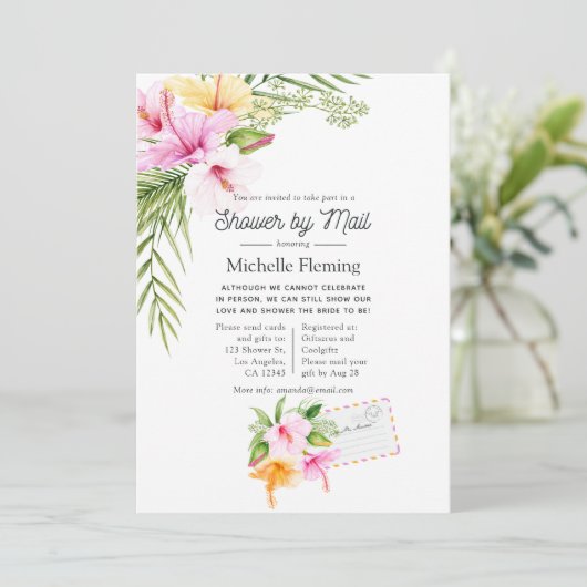Vrijgezellenfeest van Tropische zomerFloral per po Kaart (Staand voorkant)
