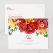 Vrijgezellenfeest van Tuscan Sunflower en Red Peon Uitnodiging Briefkaart (Voorkant / Achterkant)