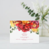 Vrijgezellenfeest van Tuscan Sunflower en Red Peon Uitnodiging Briefkaart (Staand voorkant)