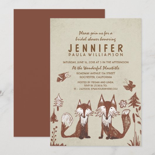 Vrijgezellenfeest van Two Foxes Woodland Kaart (Voorkant / Achterkant)