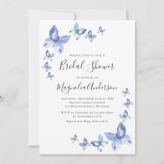 Vrijgezellenfeest van vlinder kaart (Voorkant)