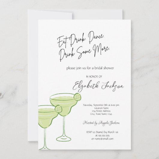 Vrijgezellenfeest van waterverf Martini Kaart (Voorkant)