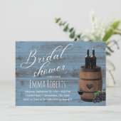 Vrijgezellenfeest van wijnbarrel Rustic Dusty Blue Kaart (Staand voorkant)