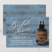 Vrijgezellenfeest van wijnbarrel Rustic Dusty Blue Kaart (Voorkant / Achterkant)