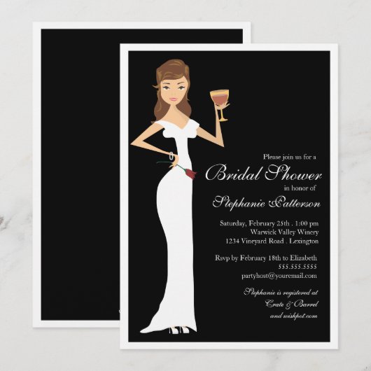 Vrijgezellenfeest van wijnthema's Uitnodiging (Voorkant / Achterkant)