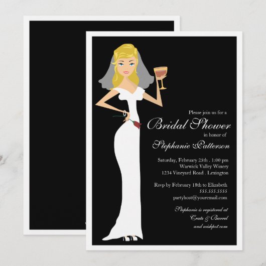 Vrijgezellenfeest van wijnthema's Uitnodiging (Voorkant / Achterkant)