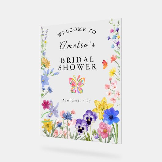 Vrijgezellenfeest van wilde bloemen acryl bord (Hoek)