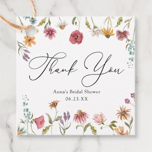 Vrijgezellenfeest van wilde bloemen bedankjes labels (Voorkant)