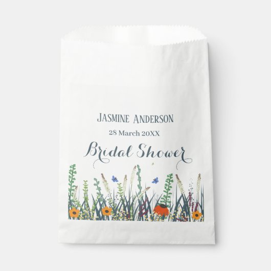 Vrijgezellenfeest van wilde bloemen en vlinders bedankzakje (Voorkant)