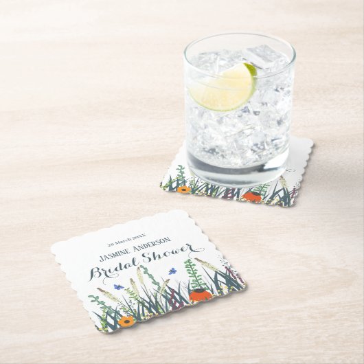 Vrijgezellenfeest van wilde bloemen en vlinders    kartonnen onderzetters (Insitu)