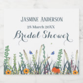 Vrijgezellenfeest van wilde bloemen en vlinders sparkling wijnetiket (Enkel label)