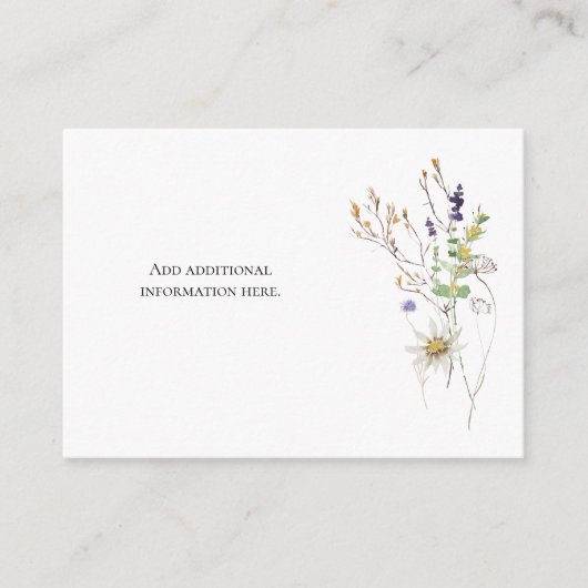 Vrijgezellenfeest van wilde bloemen informatiekaartje (Voorkant)