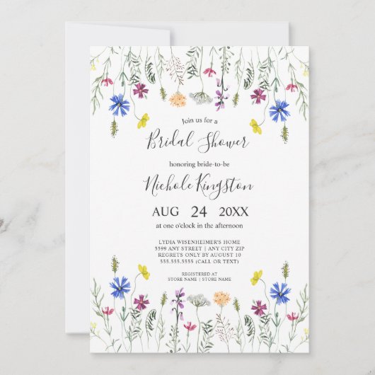 Vrijgezellenfeest van wilde bloemen kaart (Voorkant)