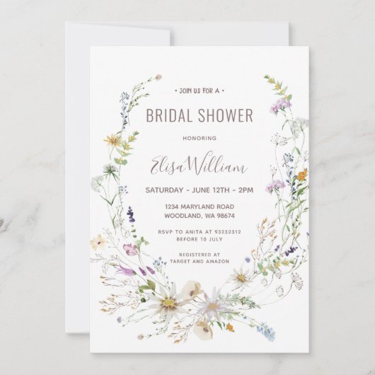 Vrijgezellenfeest van wilde bloemen kaart (Voorkant)