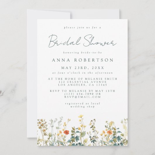 Vrijgezellenfeest van wilde bloemen kaart (Voorkant)