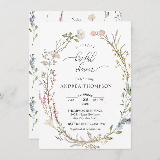 Vrijgezellenfeest van wilde bloemen kaart (Voorkant / Achterkant)