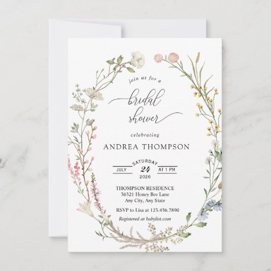 Vrijgezellenfeest van wilde bloemen kaart (Voorkant)