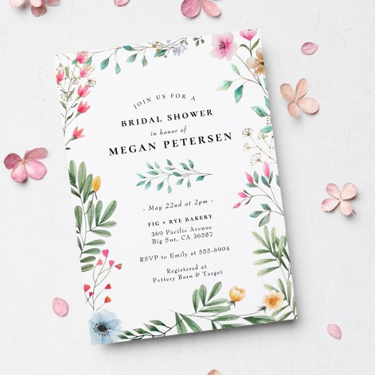 Vrijgezellenfeest van wilde bloemen kaart