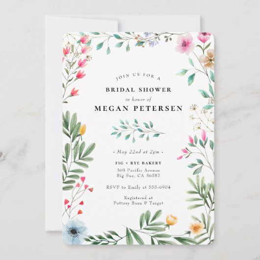 Vrijgezellenfeest van wilde bloemen kaart (Voorkant)