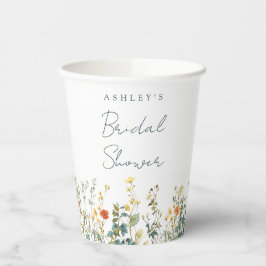 Vrijgezellenfeest van wilde bloemen papieren bekers