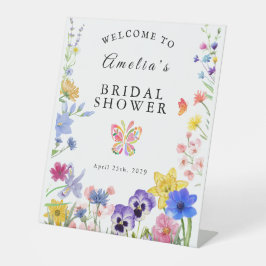 Vrijgezellenfeest van wilde bloemen reclamebord met voetstuk