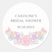 Vrijgezellenfeest van wilde bloemen ronde sticker (Voorkant)