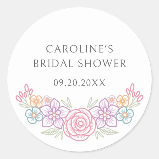 Vrijgezellenfeest van wilde bloemen ronde sticker (Voorkant)