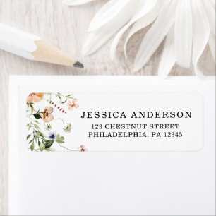 Vrijgezellenfeest van wilde bloemen Roze flesetike Etiket