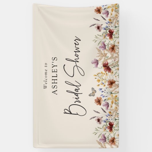 Vrijgezellenfeest van wilde bloemen spandoek (Verticaal)