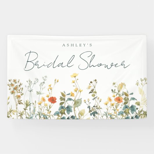 Vrijgezellenfeest van wilde bloemen spandoek (Horizontaal)