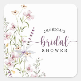 Vrijgezellenfeest van wilde bloemen vierkante sticker