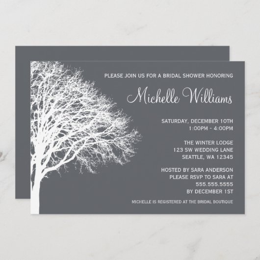 Vrijgezellenfeest van witte en grijze wintereik kaart (Voorkant / Achterkant)