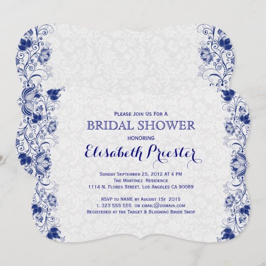 Vrijgezellenfeest van witte en marineblauw ras nod kaart (Voorkant / Achterkant)