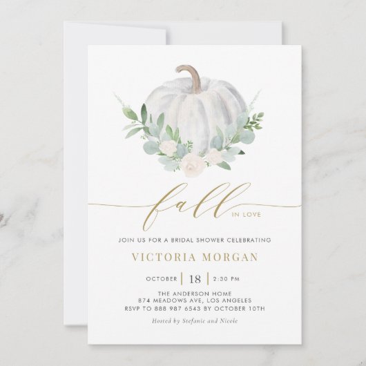 Vrijgezellenfeest van witte pompoen en Herfst uit  Kaart (Voorkant)