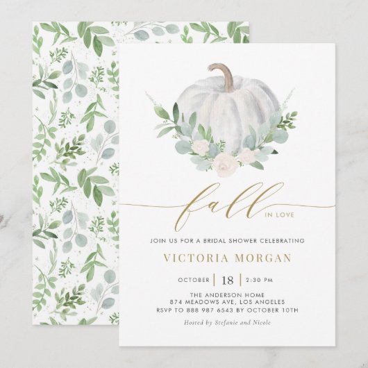 Vrijgezellenfeest van witte pompoen en Herfst uit  Kaart (Voorkant / Achterkant)