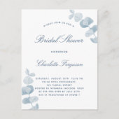 Vrijgezellenfeest van witte stoffige blauwe eucaly uitnodiging briefkaart (Voorkant)