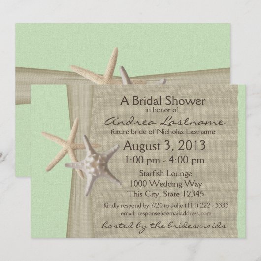 Vrijgezellenfeest van zeesterren kaart (Voorkant / Achterkant)