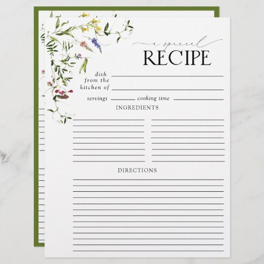 Vrijgezellenfeest van zomerwilde bloem Recipe Mult (Voorkant / Achterkant)