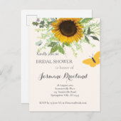 Vrijgezellenfeest van zonnebloemen en vlinders uitnodiging briefkaart (Voorkant / Achterkant)