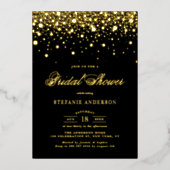 Vrijgezellenfeest van zwarte en goudolie-Confetti Folie Uitnodiging (Voorkant)